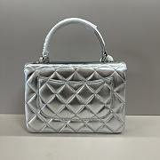 Chanel Trendy Top Handle Silver Lambskin Bag 25cm - 5