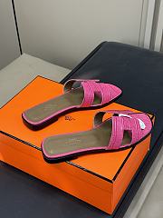 Hermes Oran Pink Crocodile slides - 4
