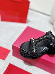 Valentino Garavani Rockstud Espadrille Platform Wedge Black 10cm - 5