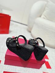 Valentino Garavani Rockstud Espadrille Platform Wedge Black 10cm - 4