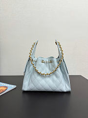 Chanel 25 Small Handbag Light Blue Calfskin Gold 30x26x14cm - 3
