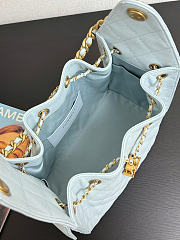 Chanel 25 Small Handbag Light Blue Calfskin Gold 30x26x14cm - 5