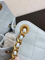 Chanel 25 Small Handbag Light Blue Calfskin Gold 30x26x14cm - 6