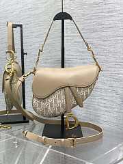 Dior Saddle Bag with Strap Oblique Jacquard Natural 25.5x6.5x20cm - 1