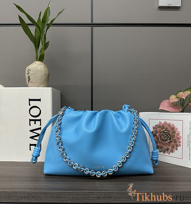 Loewe Flamenco Purse Blue Bag Lambskin 30x20x10.5cm - 1