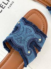 Celine Triomphe Blue Denim Slides - 3