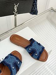 Celine Triomphe Blue Denim Slides - 2