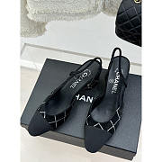 Chanel Slingbacks Black Oatskin Grosgrain Low 6cm - 4