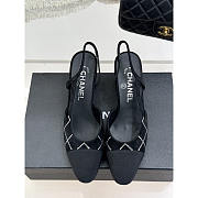 Chanel Slingbacks Black Oatskin Grosgrain Low 6cm - 3