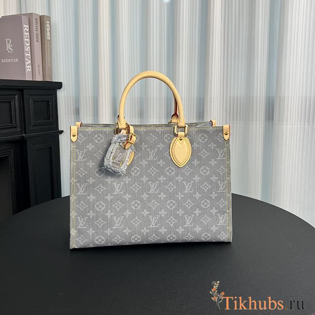 Louis Vuitton LV OnTheGo MM Grey Denim 35x27x14cm - 1