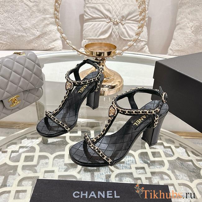 Chanel Black Sandal Heel 8.5cm - 1