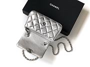 Chanel Clutch With Strap Silver Lambskin 16.5x10x5cm - 5