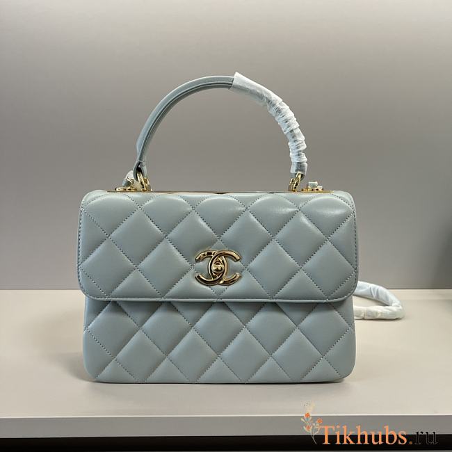 Chanel Trendy Top Handle Light Blue Lambskin Bag 25cm - 1
