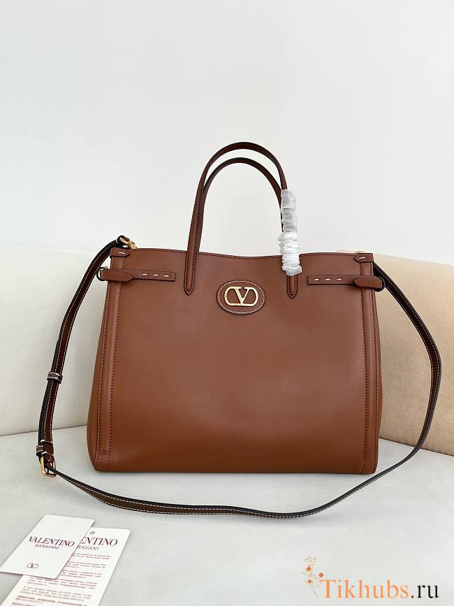Valentino Garavani Antibes Medium Shopping Bag Brown 35x29x18cm - 1