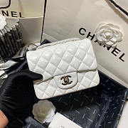 Chanel Mini Flap Bag White Silver Lambskin 17cm - 3
