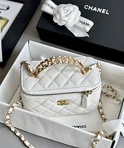 Chanel Top Handle Vanity Case White Caviar Gold 17x9.5x7.8cm - 3