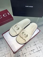 Gucci White Slides - 2