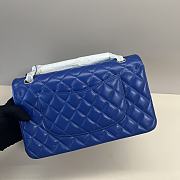 Chanel Medium Flap Bag Electric Blue Silver Lambskin 25cm - 4