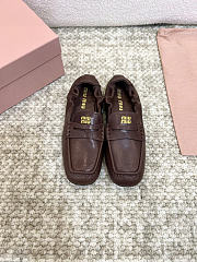 Miu Miu Ruches Nappa Leather Brown Loafers - 2