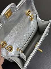 Chanel Mini Flap Bag Silver Metallic 19x13x5.5cm - 6