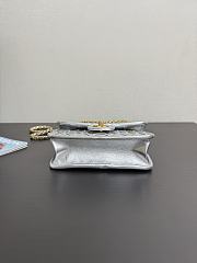 Chanel Mini Flap Bag Silver Metallic 19x13x5.5cm - 5
