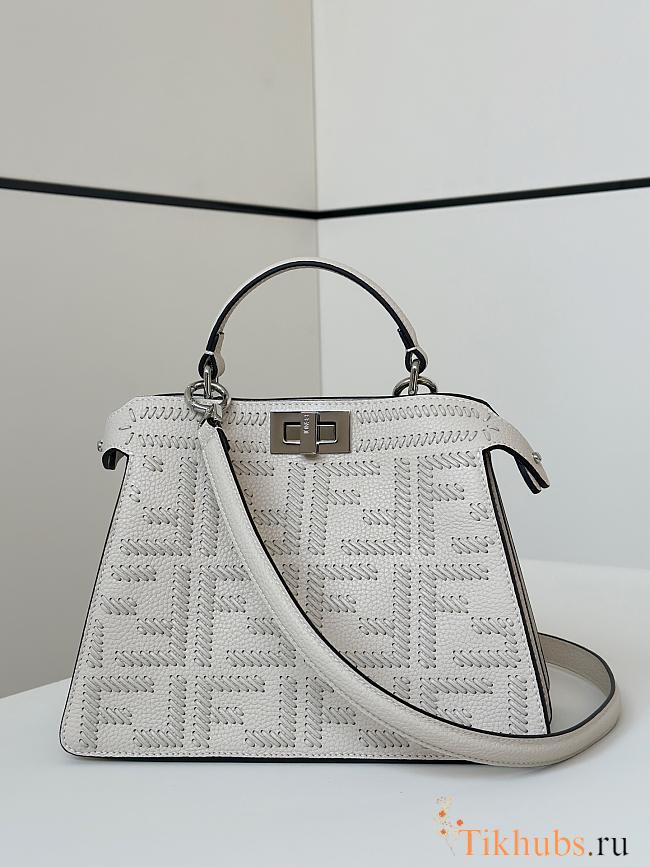 Fendi Peekaboo ISeeU Small White Leather Bag FF Interlacing 27x21x11cm - 1