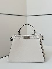 Fendi Peekaboo ISeeU Small White Leather Bag FF Interlacing 27x21x11cm - 3