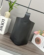 Loewe Pebble Black Braided Leather Bucket 28x24.5x23.5cm - 2
