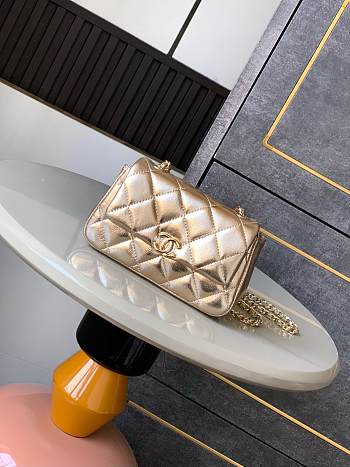 Chanel Clutch With Strap Gold Lambskin 16.5x10x5cm