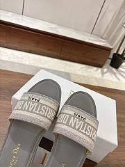 Dior Dway Platform Slide Grey Embroidered Cotton - 4