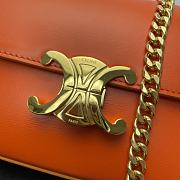 Celine Triomphe Cuir Orange Calfskin Chain Shoulder Bag 30x14x4cm - 3