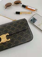 Celine Triomphe Cuir Black Canvas Chain Shoulder Bag 30x14x4cm - 5