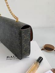 Celine Triomphe Cuir Black Canvas Chain Shoulder Bag 30x14x4cm - 3