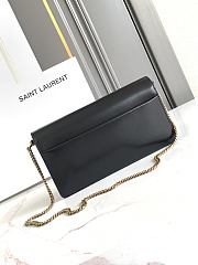 YSL Black Sunset Foldover Top Clutch Bag 22x12x3.5cm - 3
