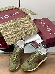 Gucci Women's Re-Motion Trainer Dark Green Suede Sneaker - 5