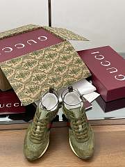 Gucci Women's Re-Motion Trainer Dark Green Suede Sneaker - 3