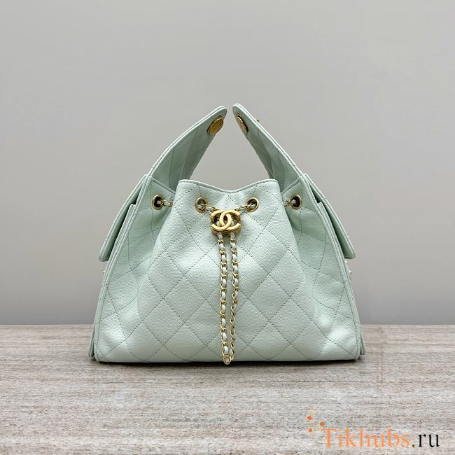 Chanel 25 Small Handbag Light Green Calfskin Gold 30x26x14cm - 1