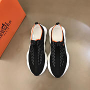 Hermes Black Knit Fabric Eclair Sneakers - 4
