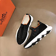 Hermes Black Knit Fabric Eclair Sneakers - 3