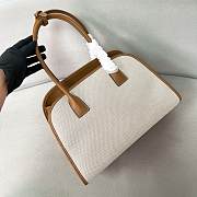Prada Medium Linen Blend Leather Tan Tote Bag 35x22.5x18cm - 5