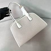 Prada Medium Linen Blend Leather White Tote Bag 35x22.5x18cm - 3