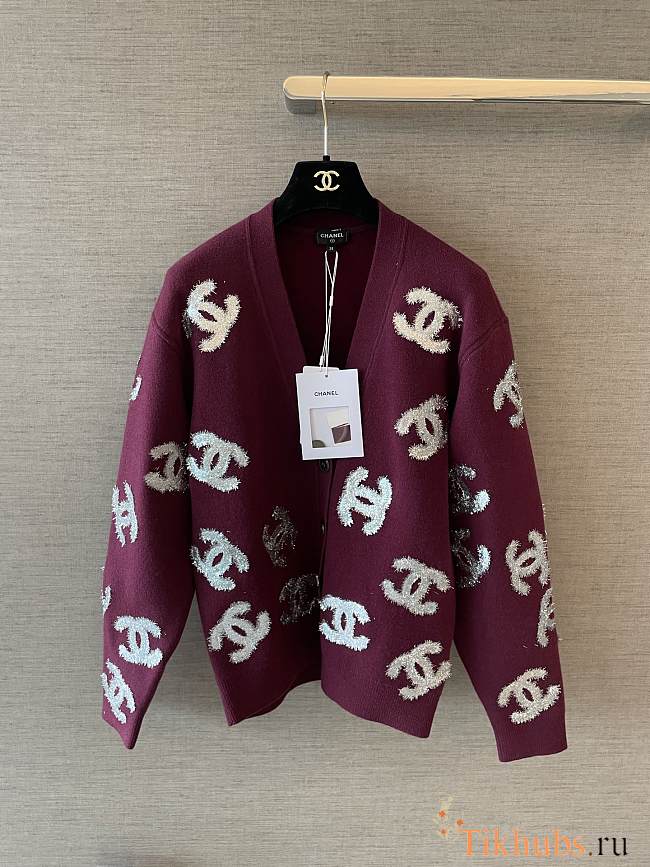 Chanel Red Wine Cardigan - 1