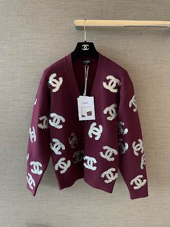 Chanel Red Wine Cardigan