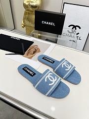 Chanel Blue Denim Slides  - 1