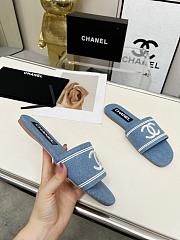 Chanel Blue Denim Slides  - 5