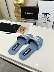 Chanel Blue Denim Slides  - 4