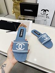Chanel Blue Denim Slides  - 3