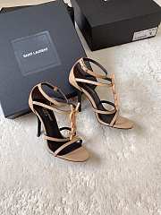 YSL Cassandra Sandals 100mm Beige Heel - 3