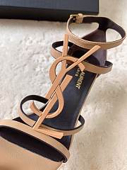 YSL Cassandra Sandals 100mm Beige Heel - 2