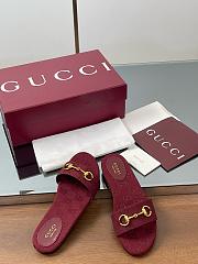 Gucci Horsebit GG Canvas Red Slides - 4